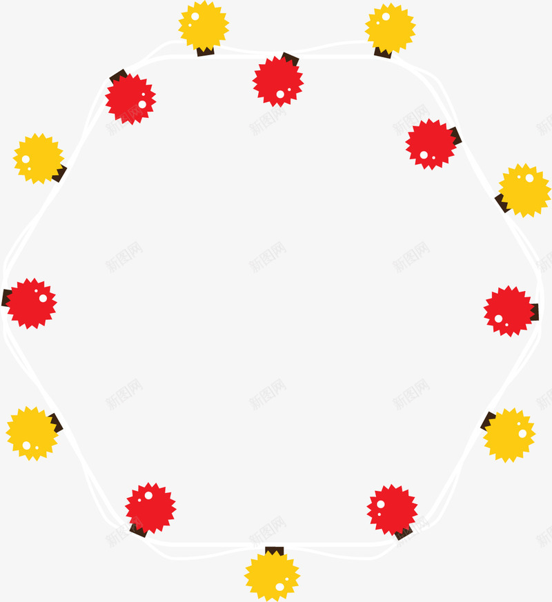 白色圆形灯泡边框png免抠素材_新图网 https://ixintu.com 圆形的 彩色的 手绘 电灯 电线 装饰 边框设计