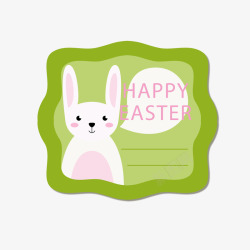 绿色小兔子复活节标签素材