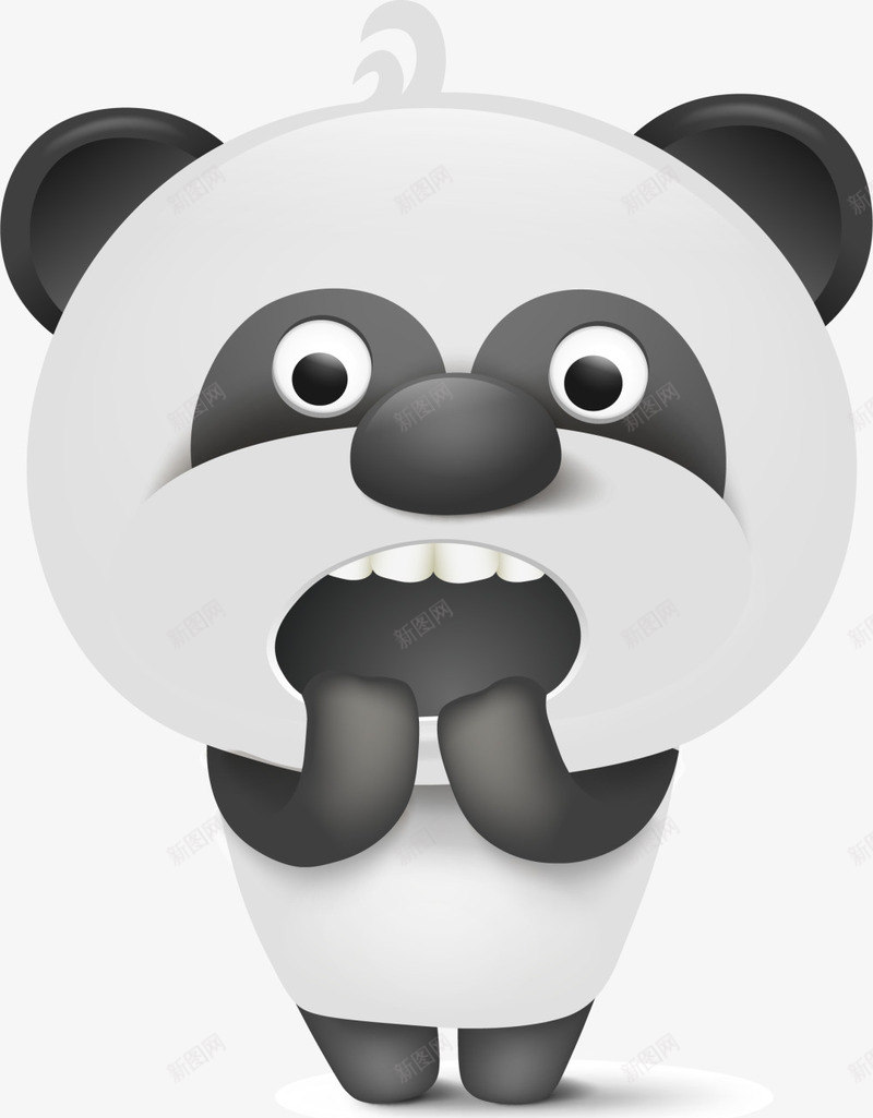 可爱黑白熊猫png免抠素材_新图网 https://ixintu.com 可爱熊猫 呆萌熊猫 惊讶表情 站立 黑白熊猫 黑色眼睛