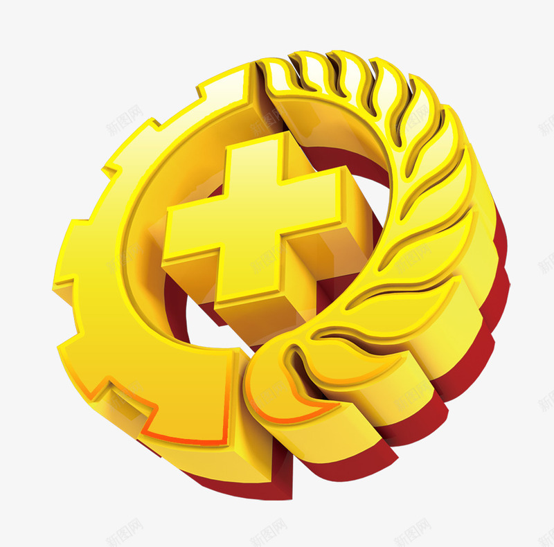 金色红十字徽章png免抠素材_新图网 https://ixintu.com 徽章 红十字 金色