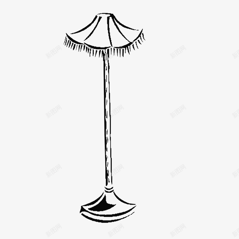 手绘灯具png免抠素材_新图网 https://ixintu.com 家具简笔 手绘灯具 立式台灯 黑色线条手绘