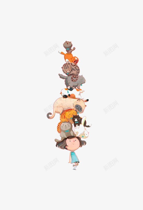 猫咪叠罗汉png免抠素材_新图网 https://ixintu.com 创意 动物 卡通 宠物 手绘 插画 猫咪