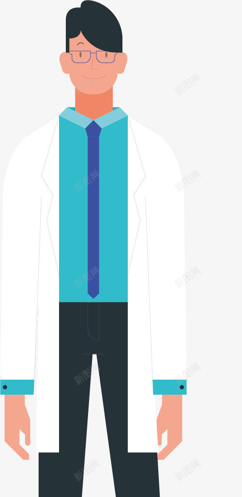 专业研究员矢量图ai免抠素材_新图网 https://ixintu.com 专业 博深 卡通 手绘 眼镜 研究 蓝色 矢量图