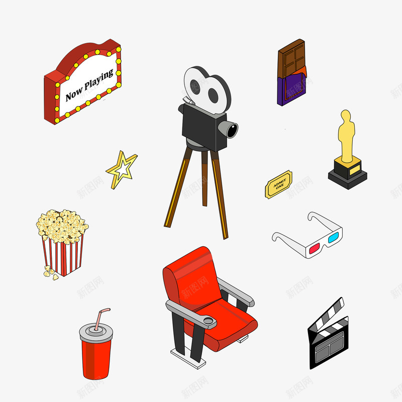 彩色观影图标png_新图网 https://ixintu.com 图标 彩色 电影 电影设备 观影