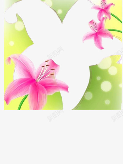 粉色喇叭花绿色背景边框png免抠素材_新图网 https://ixintu.com 喇叭花 绿色背景 绿色边框 背景绿色 背景边框 边框