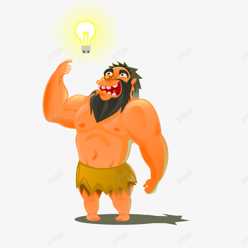 卡通远古时代的人物矢量图ai免抠素材_新图网 https://ixintu.com 人物设计 卡通 排忧解难 灯泡 灵感 矢量图 解决方法的图标 远古时代