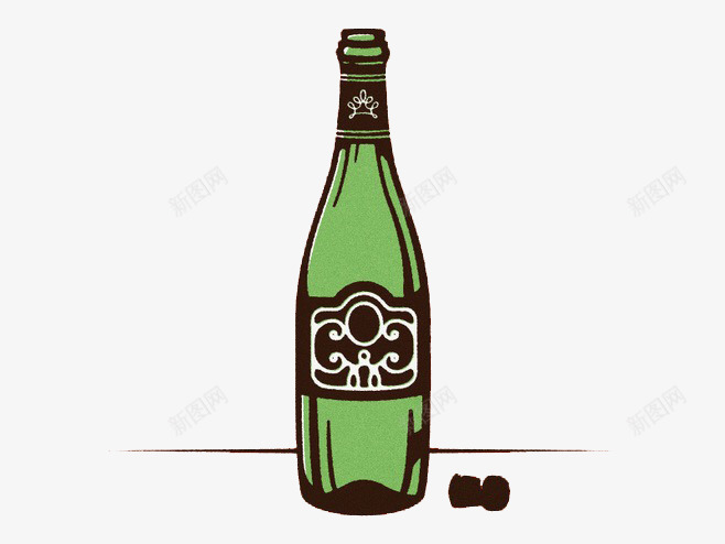 啤酒瓶png免抠素材_新图网 https://ixintu.com 创意 复古花纹酒瓶 手绘