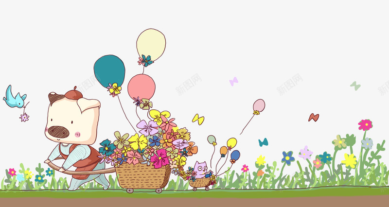 手绘卡通小猪拉花车春游插画免费png免抠素材_新图网 https://ixintu.com psd 卡通 手绘卡通小猪拉花车春游插画免费下载 插画 春游 白色