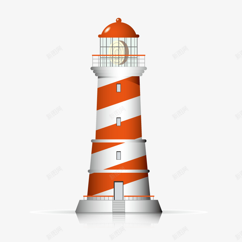 灯塔png免抠素材_新图网 https://ixintu.com 卡通灯塔 橘色灯塔 立体灯塔