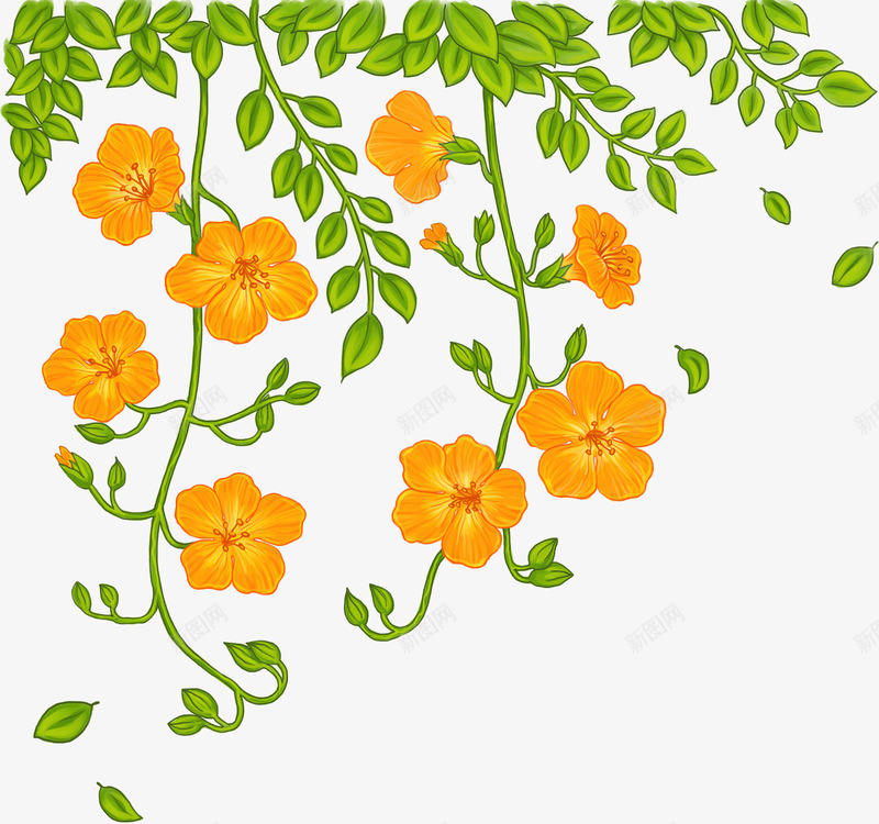 黄色户外小花美景壁画png免抠素材_新图网 https://ixintu.com 壁画 户外 美景 黄色