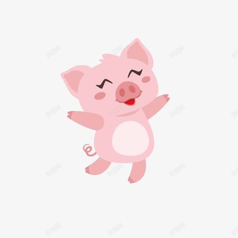 粉色的高兴的小猪矢量图eps免抠素材_新图网 https://ixintu.com 动物 动物png 动物矢量图 小猪 粉色 矢量图