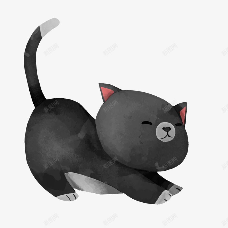 水彩绘猫咪矢量图ai免抠素材_新图网 https://ixintu.com 动物设计 宠物设计 手绘 水彩 猫咪 黄色 矢量图