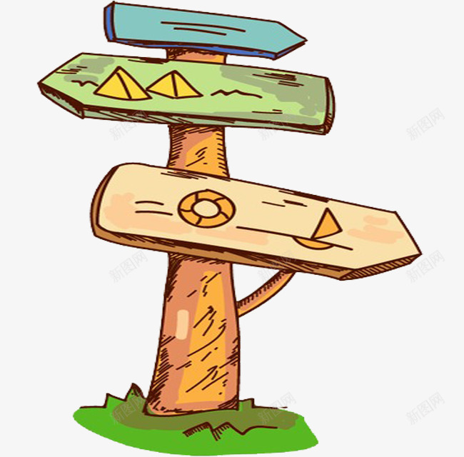 旅游指引牌png免抠素材_新图网 https://ixintu.com 卡通指引牌 手绘指引牌 指引方向 指引标志 指引牌 游玩指引牌