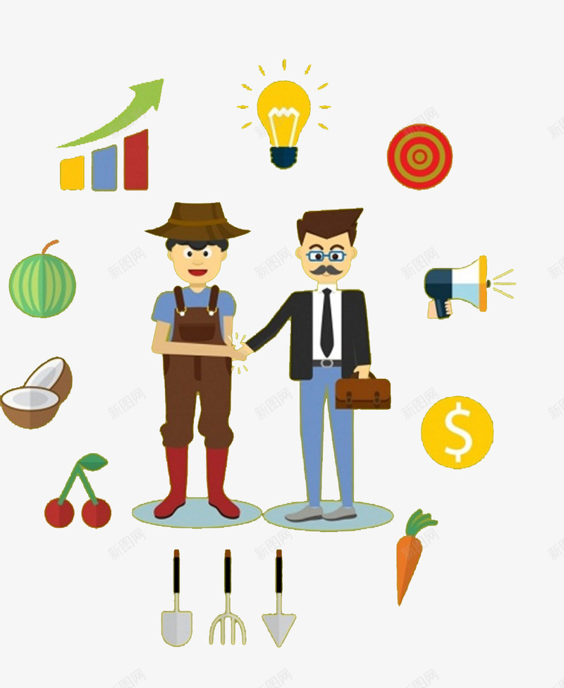 生活商业图标png_新图网 https://ixintu.com 人物 商业 商业背景 握手 灯泡 生活图标 用餐工具