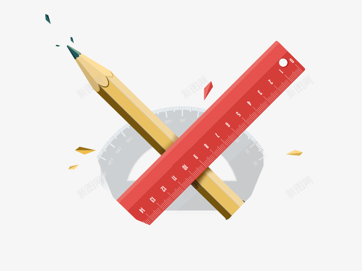 卡通铅笔尺子办公装饰png免抠素材_新图网 https://ixintu.com 办公 卡通 尺子 装饰 铅笔