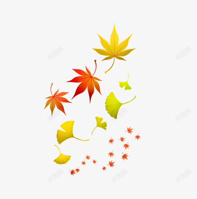 多种单片叶子组合png免抠素材_新图网 https://ixintu.com 单片 叶子 秋天 黄色