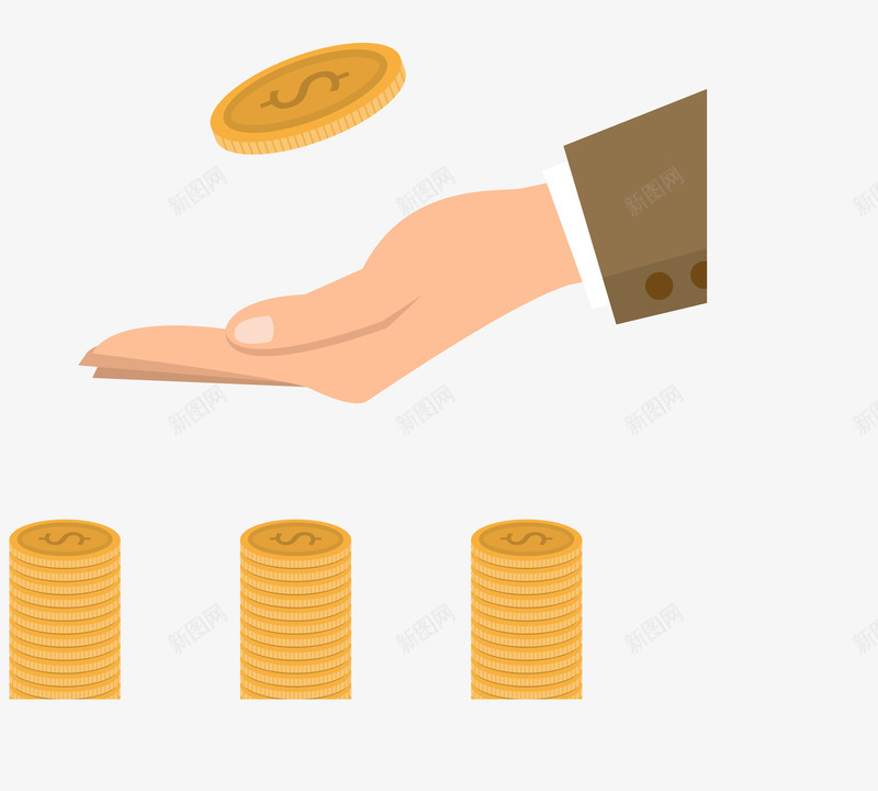 重叠的金币与手png免抠素材_新图网 https://ixintu.com 中国经济 手 手臂 纸币 经济矢量图 货币 金币 金币图 银币