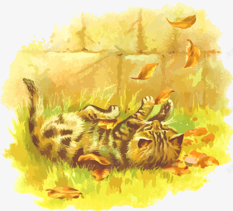 玩耍的猫咪png免抠素材_新图网 https://ixintu.com 免费矢量下载 动物 宠物 插画 玩耍的猫咪