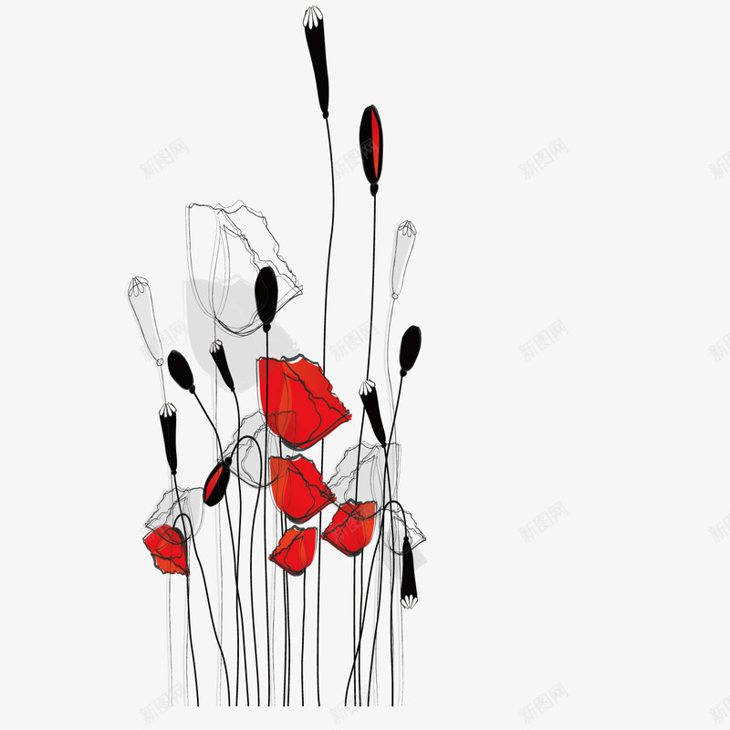 线描手绘植物插画矢量图eps免抠素材_新图网 https://ixintu.com 手绘 插画 植物 植物装饰 矢量插画 线描 矢量图