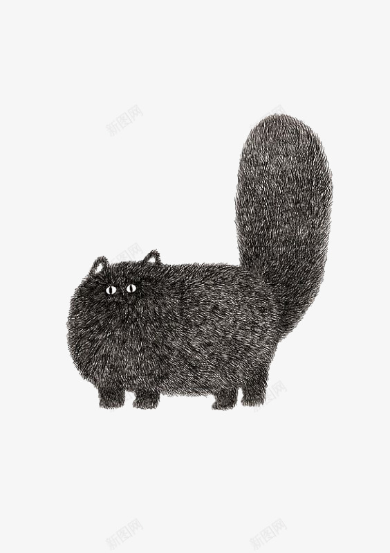 黑色猫咪插画png免抠素材_新图网 https://ixintu.com 卡通猫咪 宠物猫 猫咪免扣元素 胖猫咪 黑色猫咪