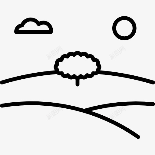 树孤独图标png_新图网 https://ixintu.com 景观 树木 田野 自然 阳光