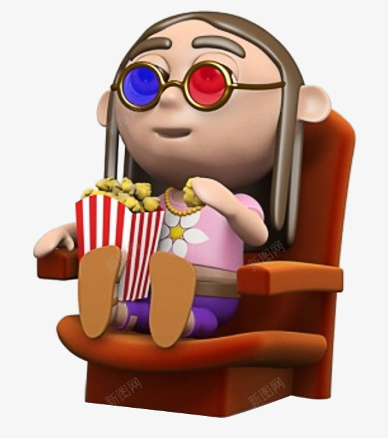 3D卡通看电影的人png免抠素材_新图网 https://ixintu.com 3D 3D眼镜 PNG 卡通 爆米花 看电影的人