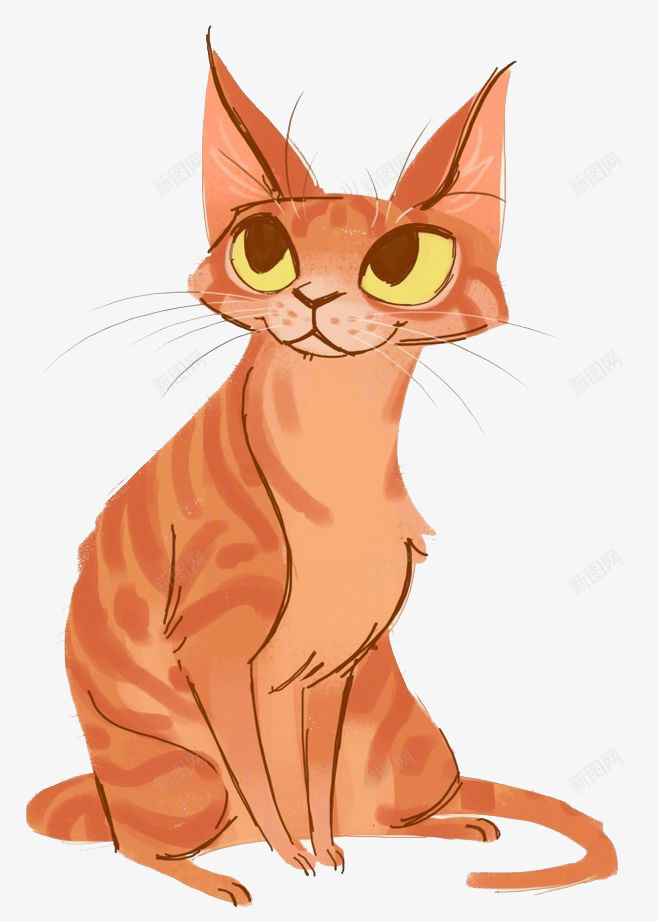 卡通猫咪png免抠素材_新图网 https://ixintu.com 卡通 可爱 大眼睛 手绘 橘色猫咪 水彩 装饰