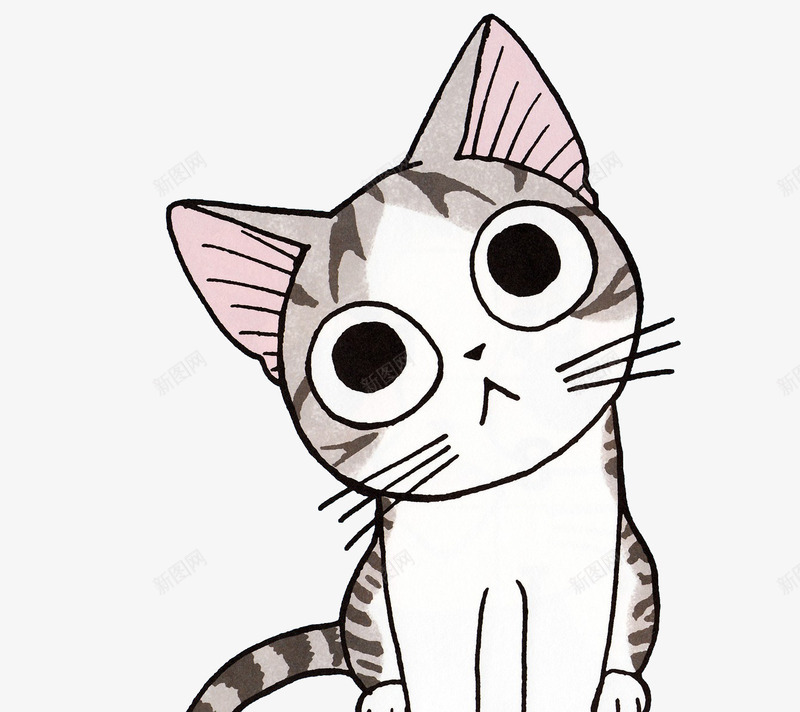 呆萌猫咪png免抠素材_新图网 https://ixintu.com 一只 卡通 可爱 尾巴 手绘 猫咪 简图 胡须 黑色