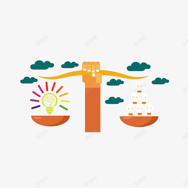 创意天平创意图案矢量图ai免抠素材_新图网 https://ixintu.com png素材 云 免费png素材 天平 天平砝码 水平称 灯泡 矢量图 矢量素材