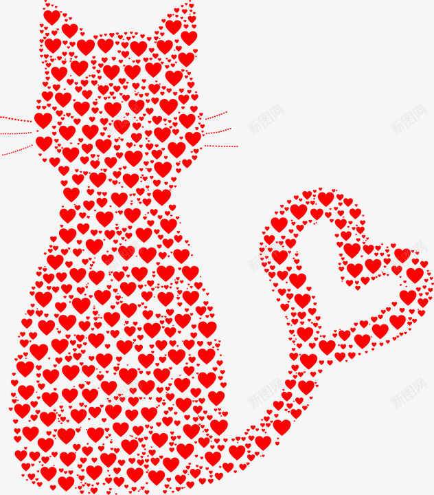 猫咪红色爱心png免抠素材_新图网 https://ixintu.com 图片 爱心 红色