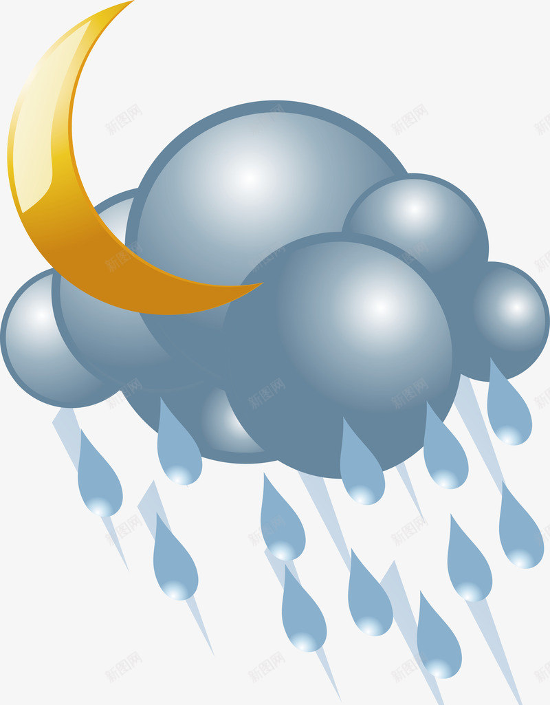 下雨标图标png_新图网 https://ixintu.com 下雨 乌云 多云 天气 天气图标 太阳 彩色 恶劣天气 扁平 雨滴 雷雨