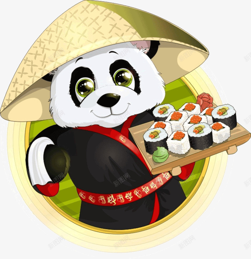 熊猫寿司psd免抠素材_新图网 https://ixintu.com 功夫 寿司 熊猫