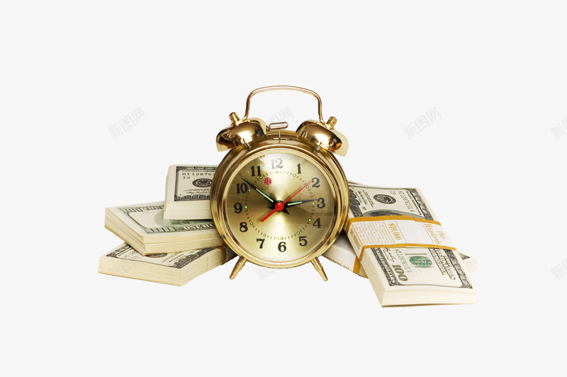 钱和金色的钟表png免抠素材_新图网 https://ixintu.com 纸币 钟表 钱 闹钟 韩元 韩币