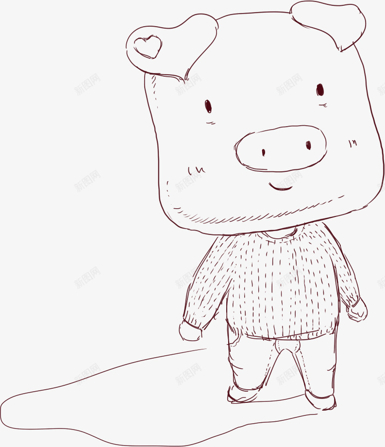 创意小猪手绘卖萌png免抠素材_新图网 https://ixintu.com 创意 猪手