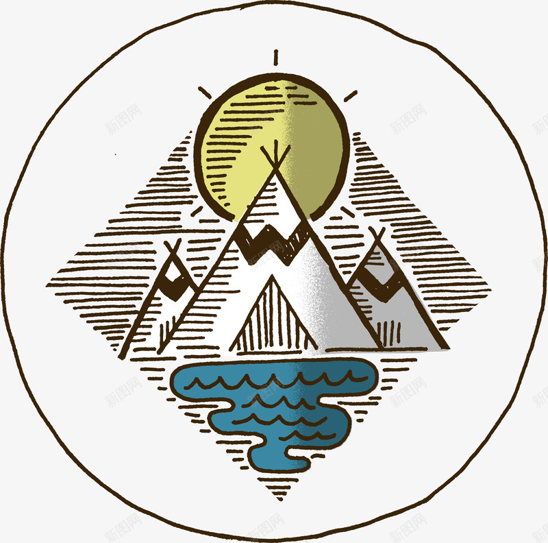 简约手绘可爱插画png免抠素材_新图网 https://ixintu.com 可爱 帐篷 线描