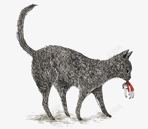 黑色猫咪png免抠素材_新图网 https://ixintu.com 卡通猫咪 宠物猫 手绘猫咪 猫咪插画 素描猫咪