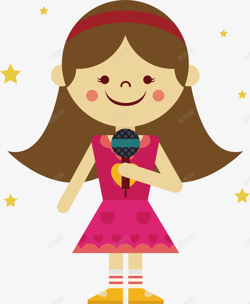 女记者png免抠素材_新图网 https://ixintu.com 五角星 女孩 报道 记者 话筒
