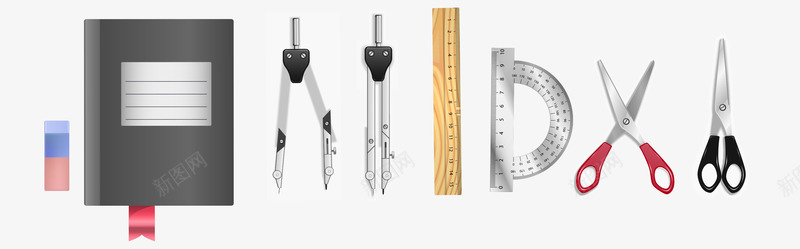 商务办公用品集合矢量图eps免抠素材_新图网 https://ixintu.com 剪刀 圆规 尺子 笔记本 矢量图