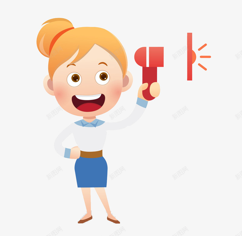 卡通拿着喇叭的女人图png免抠素材_新图网 https://ixintu.com 卡通 商务 喇叭 女人 插图 漂亮的 短裙 高兴地