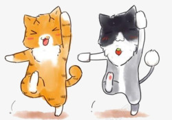 可爱卡通猫咪在跳啦啦操素材