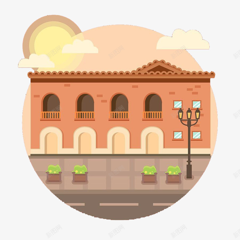 扁平化的校园png免抠素材_新图网 https://ixintu.com 卡通风格 图案 扁平化 扁平校园 教学楼 校园 装饰