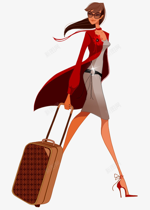 旅行的女孩png免抠素材_新图网 https://ixintu.com 女孩 旅行 皮箱 眼镜 风衣