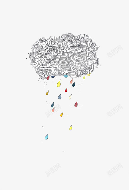 下雨的乌云png免抠素材_新图网 https://ixintu.com 天气 彩色 手绘