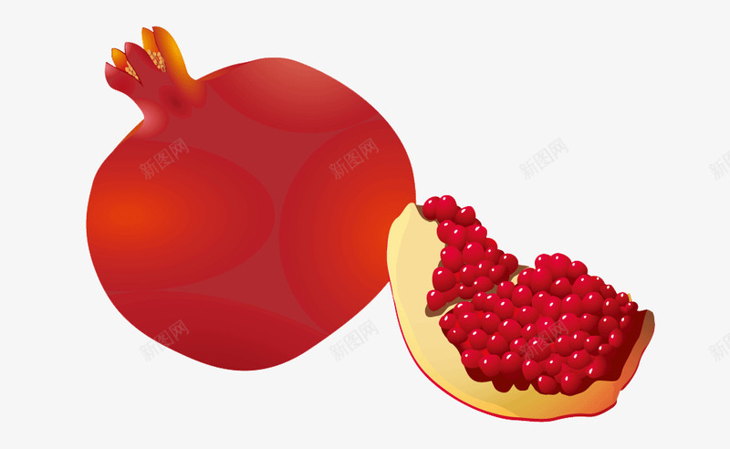 剥开的潘石榴png免抠素材_新图网 https://ixintu.com 卡通手绘 果实 水果 潘石榴 蔬菜 食物