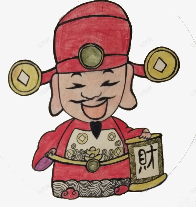 手绘卡通财神爷png免抠素材_新图网 https://ixintu.com 卡通 手绘 爷 财神