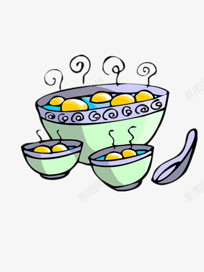 卡通汤圆png免抠素材_新图网 https://ixintu.com 元宵节 早餐 汤圆 甜食 糯米团子 美食 食物