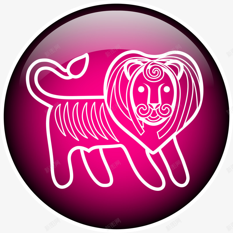 紫色卡通狮子座png免抠素材_新图网 https://ixintu.com 免抠PNG 卡通 图案 星座 标签 狮子座 紫色 装饰图案