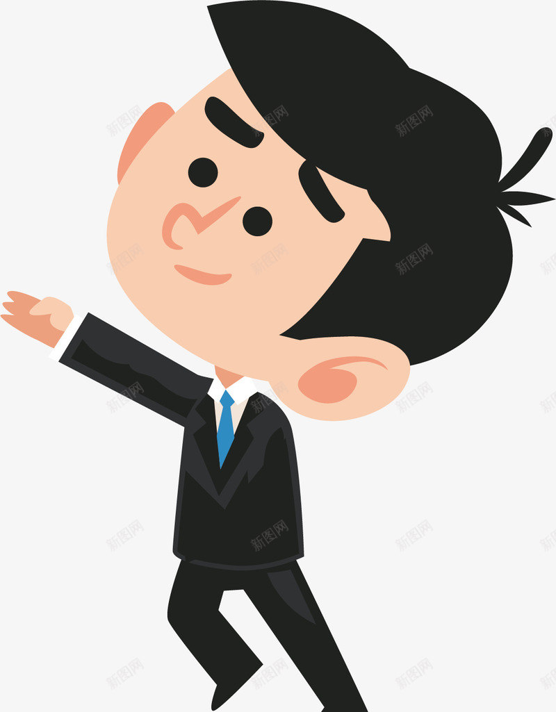 帅气的招手男生矢量图ai免抠素材_新图网 https://ixintu.com 上班族 微笑 招手 服装 服饰 正装 男生 矢量图