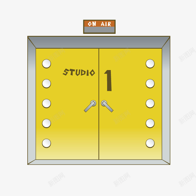 卡通摄影棚门png免抠素材_新图网 https://ixintu.com 卡通摄影棚 摄影棚大门 电视台 黄色门