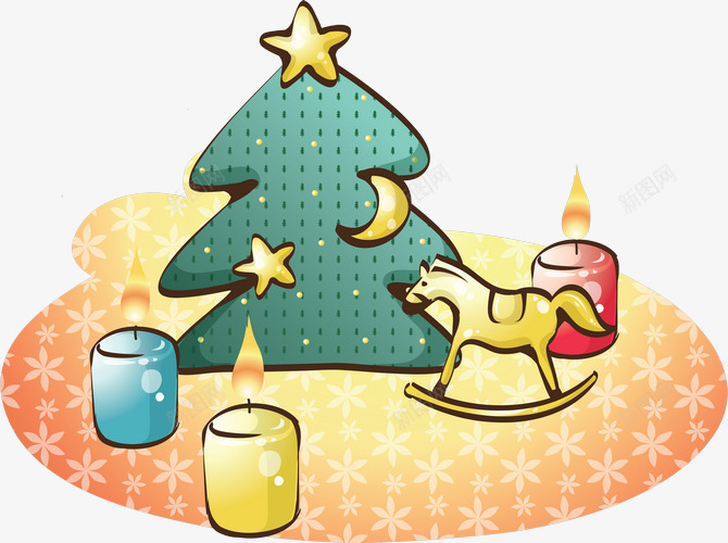 圣诞树蜡烛png免抠素材_新图网 https://ixintu.com 圣诞树 圣诞节 木马 玩具 蜡烛